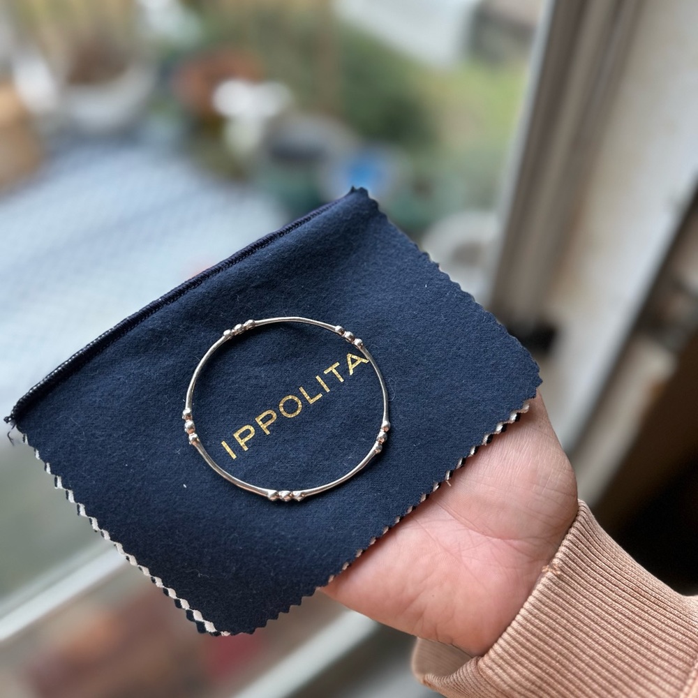 Ippolita silver triple diamond 5 station bangle